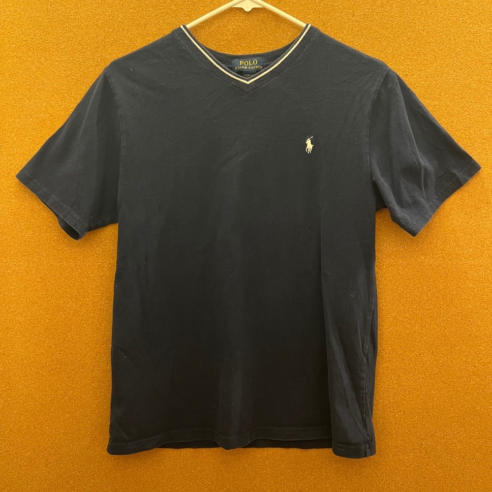 Navy Ralph Lauren Polo 100% Cotton V-Neck Top